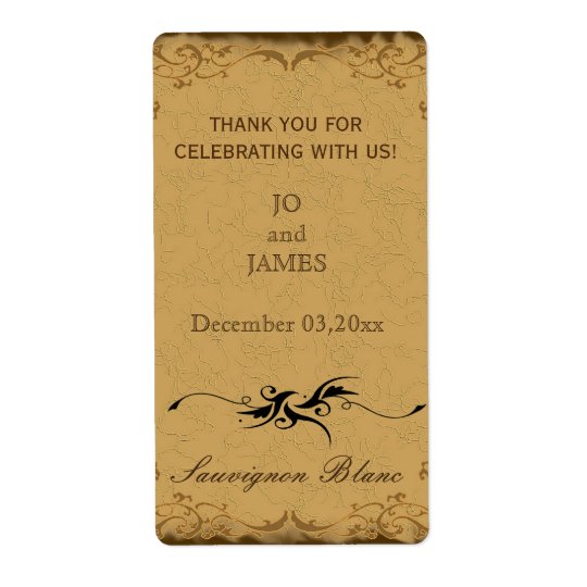 Vintage rustic country wedding wine favour shipping label