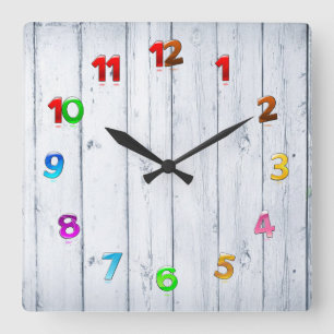 Vintage Rustic Country Wooden Decor Square Wall Clock