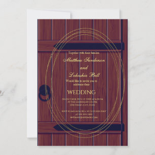 Vintage Rustic Dark Barn Door Wedding Invitation