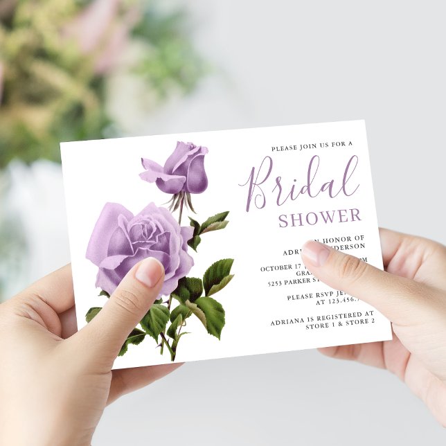 Vintage Rustic Dusty Purple Rose Bridal Shower Invitation (Creator Uploaded)