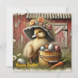 Vintage rustic Easer duck with eggs farmhouse Holiday Card