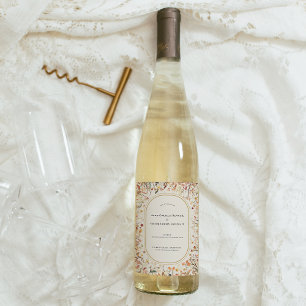 Vintage Rustic Fall Beige Wedding Wine Label