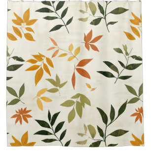 Vintage Rustic Fall Leaves in Gold and Green Tones Shower Curtain
