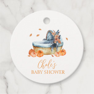 Vintage Rustic Fall Pumpkin Crib Baby Shower Favour Tags