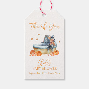 Vintage Rustic Fall Pumpkin Crib Baby Shower Gift Tags