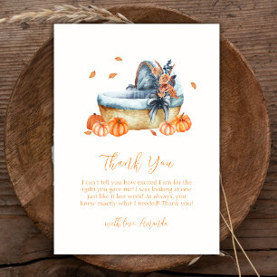 Vintage Rustic Fall Pumpkin Crib Baby Shower  Thank You Card