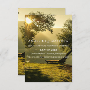 Vintage Rustic Fall Tree String of Lights Wedding Invitation