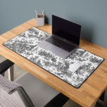 Vintage Rustic Farm French Toile-Black & White Desk Mat<br><div class="desc">This lovely restored vintage French toile de jouy pattern dated ca 1780s features scenes of joyous rustic farm life including animals,  ancient ruins,  cottages and peasants engaged in work and play in black on white background.</div>