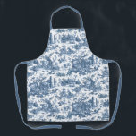 Vintage Rustic Farm French Toile-Blue & White Apron<br><div class="desc">This lovely restored vintage French toile de jouy pattern dated ca 1780s features scenes of joyous rustic farm life including animals,  ancient ruins,  cottages and peasants engaged in work and play in blue on white background.</div>