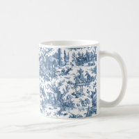 Vintage Rustic Farm French Toile-Blue & White