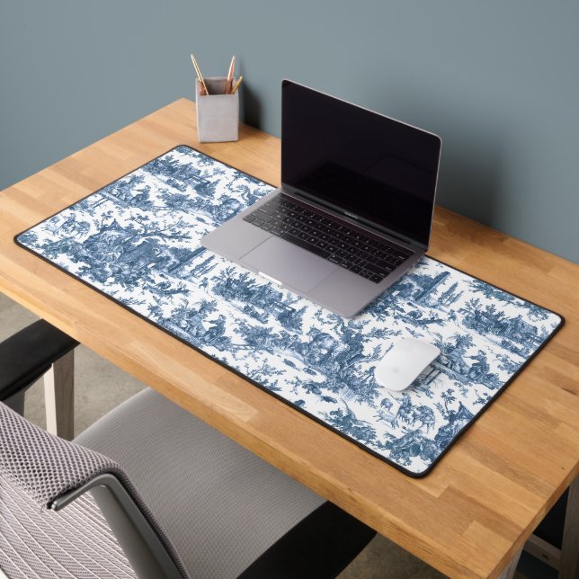 Vintage Rustic Farm French Toile-Blue & White Desk Mat (Office 2)