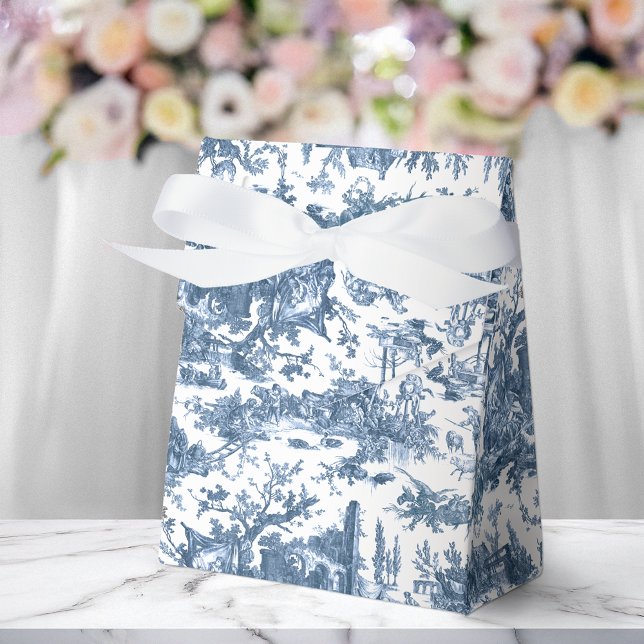 Vintage Rustic Farm French Toile-Blue & White Favour Box (Creator Uploaded)