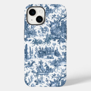 Vintage Rustic Farm French Toile-Blue & White iPhone 14 Case