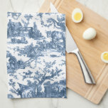 Vintage Rustic Farm French Toile-Blue & White Tea Towel<br><div class="desc">This lovely restored vintage French toile de jouy pattern dated ca 1780s features scenes of joyous rustic farm life including animals,  ancient ruins,  cottages and peasants engaged in work and play in blue on white background.</div>