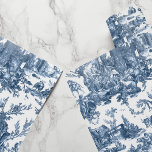Vintage Rustic Farm French Toile-Blue & White Wrapping Paper<br><div class="desc">This lovely restored vintage French toile de jouy pattern dated ca 1780s features scenes of joyous rustic farm life including animals,  ancient ruins,  cottages and peasants engaged in work and play in blue on white background.</div>