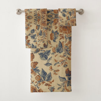  Vintage Rustic Farm French Toile Floral pattern Bath Towel Set