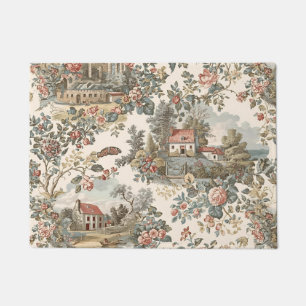 Vintage Rustic Farm French Toile Floral pattern Doormat