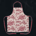 Vintage Rustic Farm French Toile-Red & Tan Apron<br><div class="desc">This lovely restored vintage French toile de jouy pattern dated ca 1780s features scenes of joyous rustic farm life including animals,  ancient ruins,  cottages and peasants engaged in work and play in burgandy red and tan.</div>