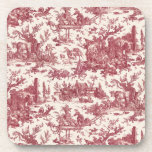 Vintage Rustic Farm French Toile-Red & Tan Coaster<br><div class="desc">This lovely restored vintage French toile de jouy pattern dated ca 1780s features scenes of joyous rustic farm life including animals,  ancient ruins,  cottages and peasants engaged in work and play in burgandy red and tan.</div>