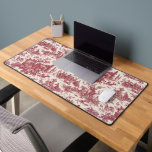 Vintage Rustic Farm French Toile-Red & Tan Desk Mat<br><div class="desc">This lovely restored vintage French toile de jouy pattern dated ca 1780s features scenes of joyous rustic farm life including animals,  ancient ruins,  cottages and peasants engaged in work and play in burgandy red and tan.</div>