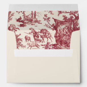 Vintage Rustic Farm French Toile-Red & Tan Envelope