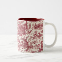 Vintage Rustic Farm French Toile-Red & Tan