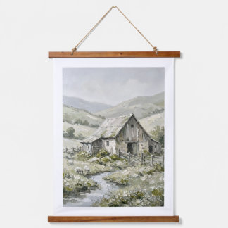 Vintage Rustic Farmhouse Landscape Oil Painting Hanging Tapestry
