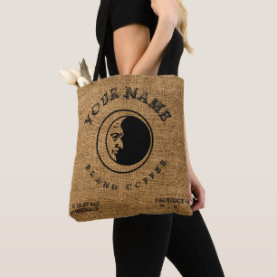 Vintage Rustic Faux Burlap Coffee Sack Template Tote Bag