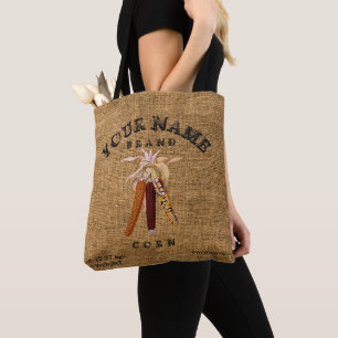 Vintage Rustic Faux Burlap Corn Feed Sack Template Tote Bag