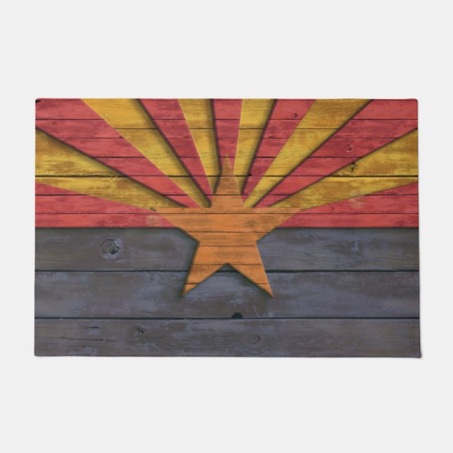 Vintage Rustic Flag of Arizona Doormat (Front)