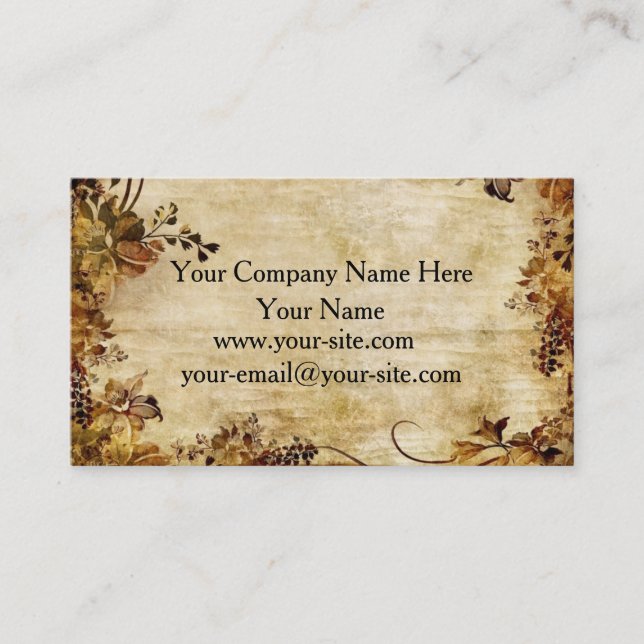 Vintage Rustic Floral Business Cards (Front)