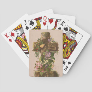 Vintage Rustic Floral Cross, Easter Card, Playing Cards