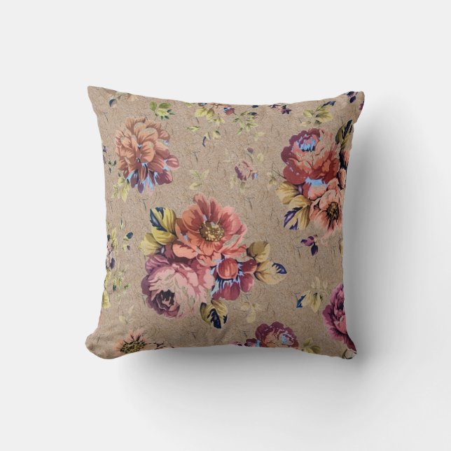 Vintage Rustic Floral Cushion (Front)