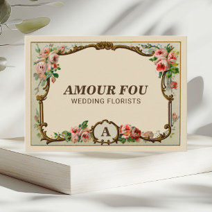 Vintage Rustic Floral Monogram Wedding Florist Business Card