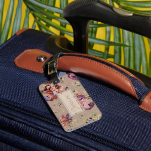 Vintage Rustic Floral Personalised Luggage Tag