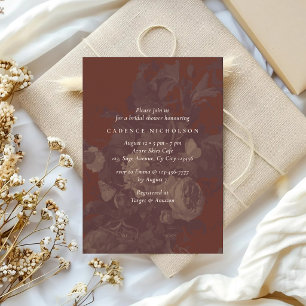 Vintage Rustic Floral Terracotta Bridal Shower Invitation