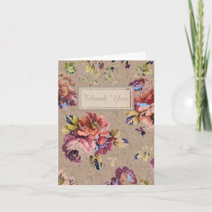 Vintage Rustic Floral Thank You Card