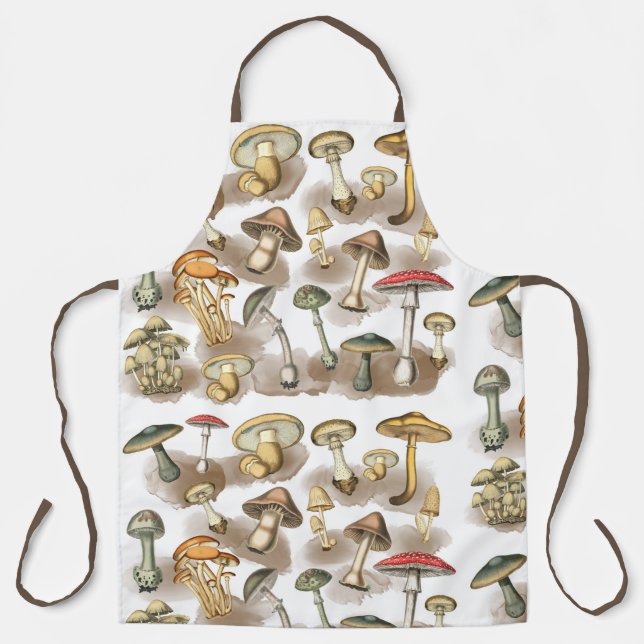 Vintage Rustic Forest Mushrooms Apron (Front)