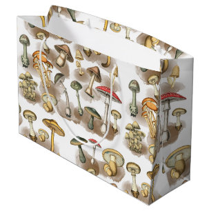 Vintage Rustic Forest Mushrooms Large Gift Bag