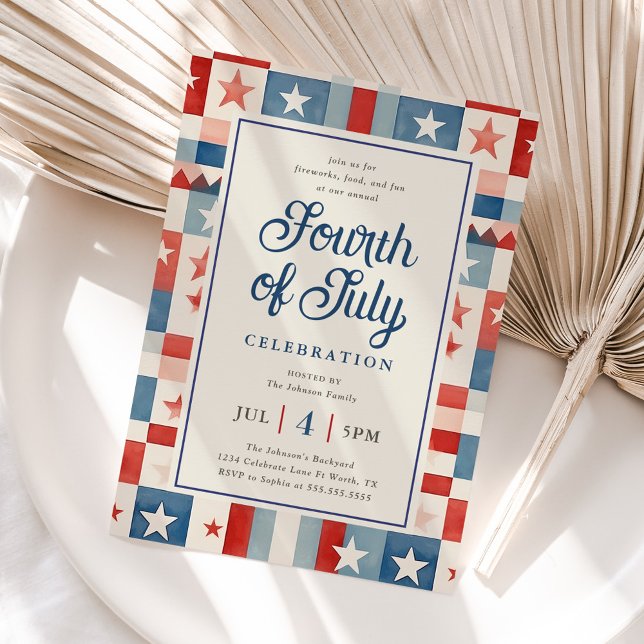 Vintage Rustic Fourth of July Celebration Invitati Invitation (Creator Uploaded)