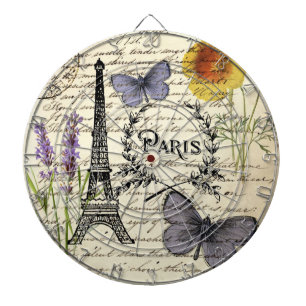 vintage rustic french butterfly paris eiffel tower dartboard