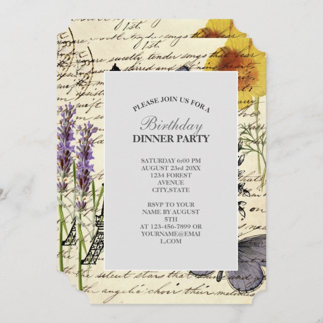vintage rustic french eiffel tower Paris Party Invitation (Front/Back)
