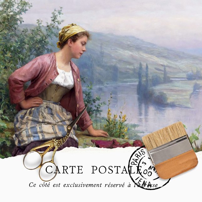 Vintage Rustic French Girl Decoupage Tissue Paper (Creator Uploaded)