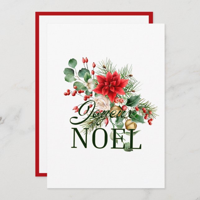 Vintage Rustic French Joyeux Noel  Announcement (Front/Back)