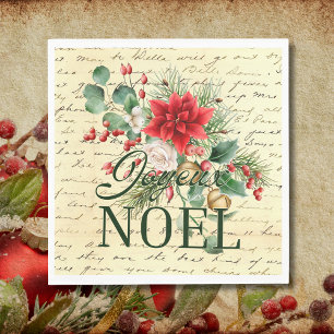 Vintage Rustic French Joyeux Noel  Napkin