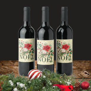 Vintage Rustic French Joyeux Noel Wine Label