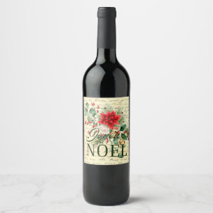 Vintage Rustic French Joyeux Noel  Wine Label