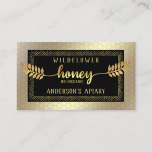 Vintage rustic gold calligraphy honey branch business card