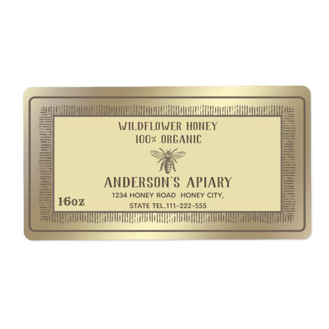 Vintage rustic gold honey bee (Front)