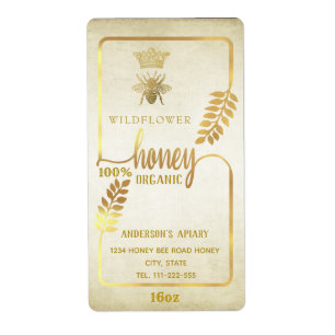 Vintage rustic gold queen bee honey branch jar